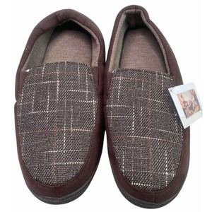 Zizor Men's Slippers with Memory Foam Tarten Closed Back house shoe brown size 8